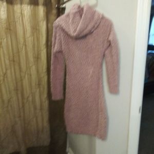 Pink long sleeved sweater dress